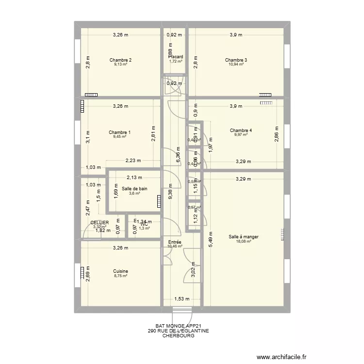 BAT MONGE APP21. Plan de 15  et 89 m²