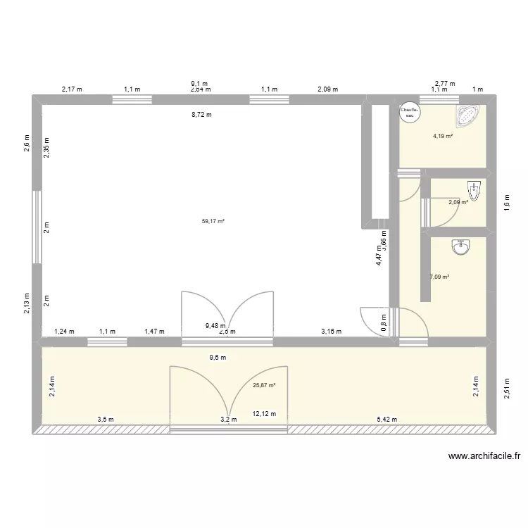 Coop&eacute;rative agricole CHABABIAT OULED TALEB. Plan de 5 Pièces et 98 m²
