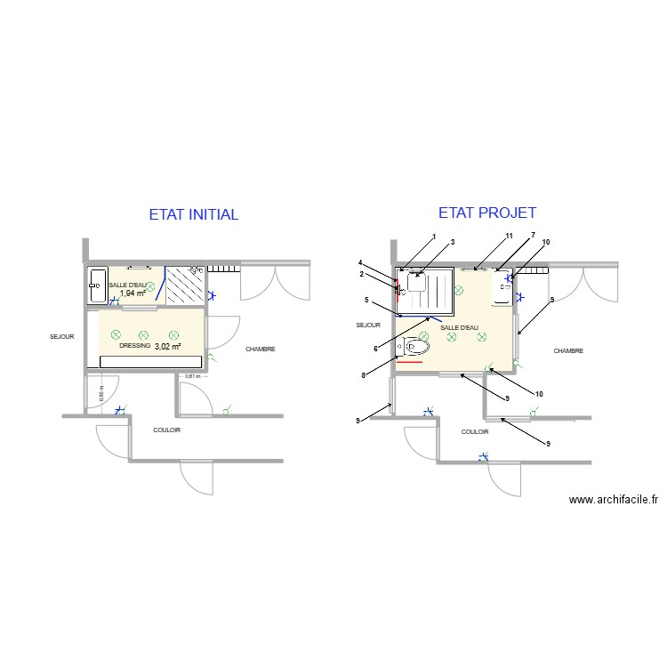DRISS MARC. Plan de 3 pièces et 10 m2