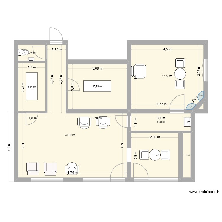 Floirac 50 ter PROJET. Plan de 9 pièces et 81 m2