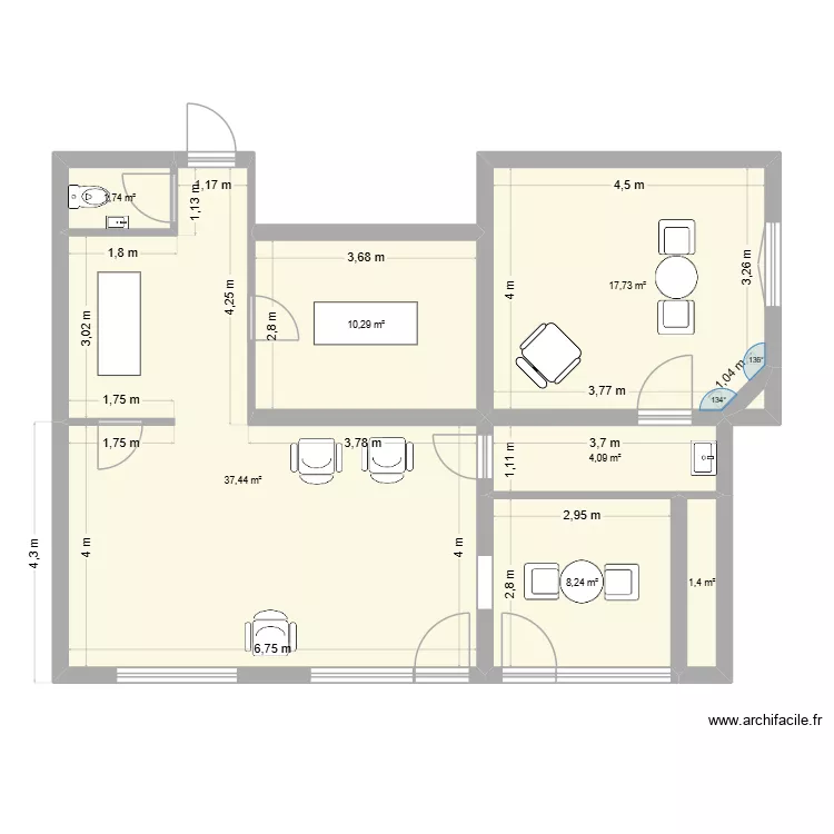 Floirac 50 ter PROJET. Plan de 8  et 81 m²