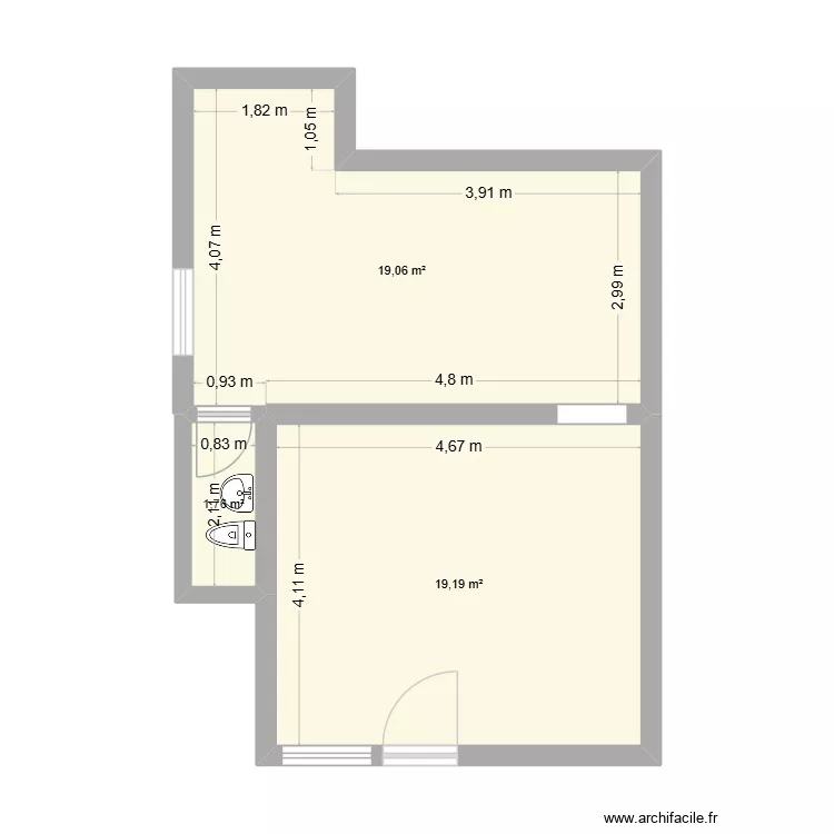 Atelier boutique Lalou. Plan de 3 et 40 m² Atelier boutique Lalou. Plan de 3 et 40 m²