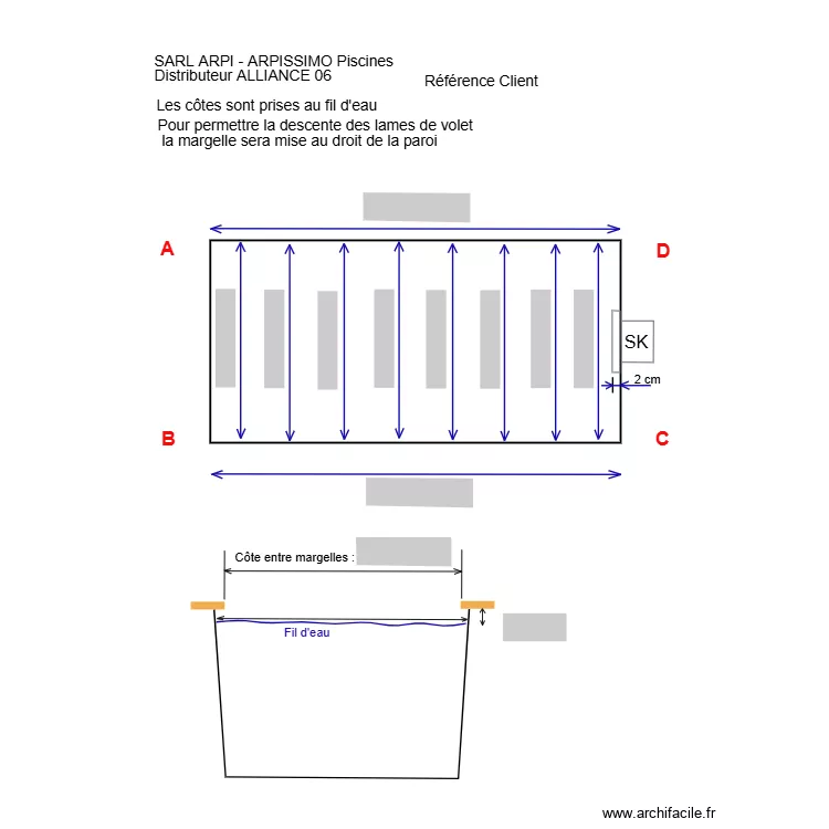 volet piscine. Plan de 