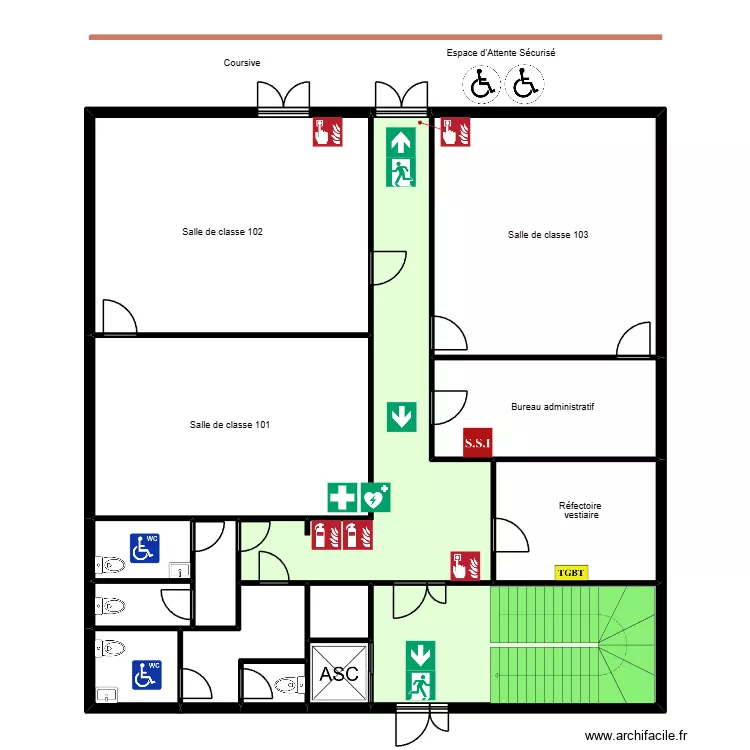 Centre Culturel Vitrolles 1et etage. Plan de 15 pièces et 229 m²