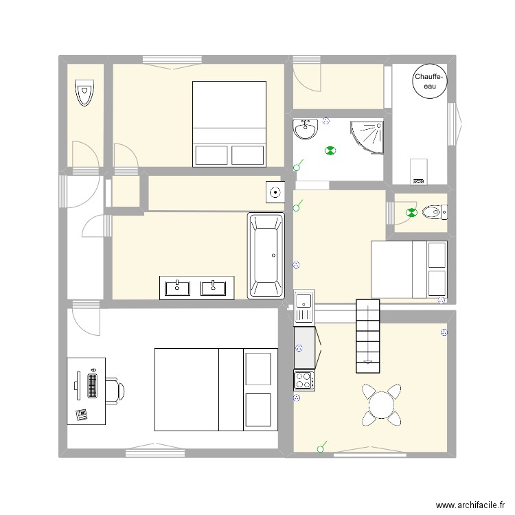 appart inter.1. Plan de 9 pièces et 24 m2
