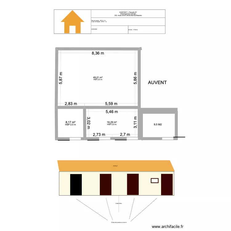 plan box avant travaux. Plan de plan box avant travaux. Plan de