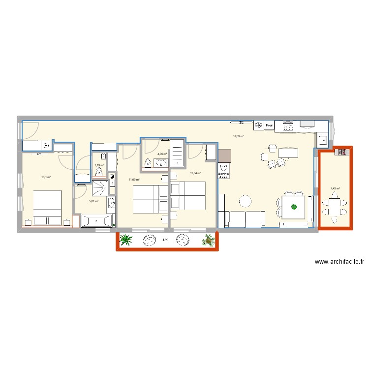 Virolet Isa Sylvain. Plan de 8 pièces et 105 m2