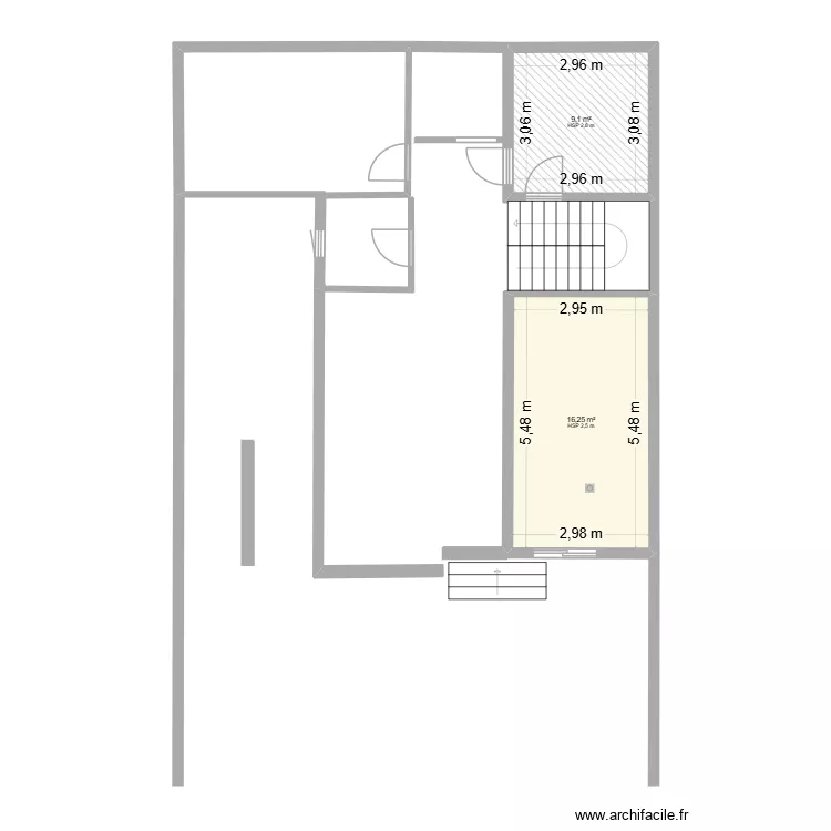 Plan 3. Plan de 2 pièces et 25 m²