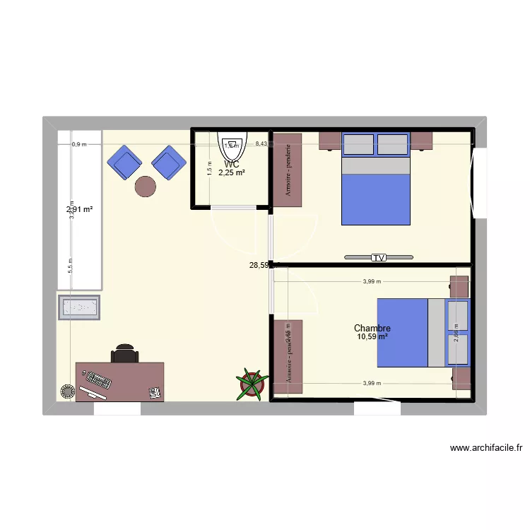 Etage locatif. Plan de 