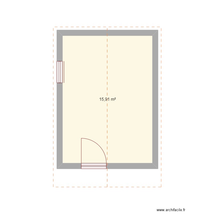 cabanon. Plan de 1 pièce et 16 m2