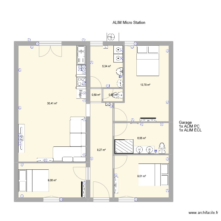 Castel T4 RDC - PC/FM2. Plan de 9 pièces et 84 m2