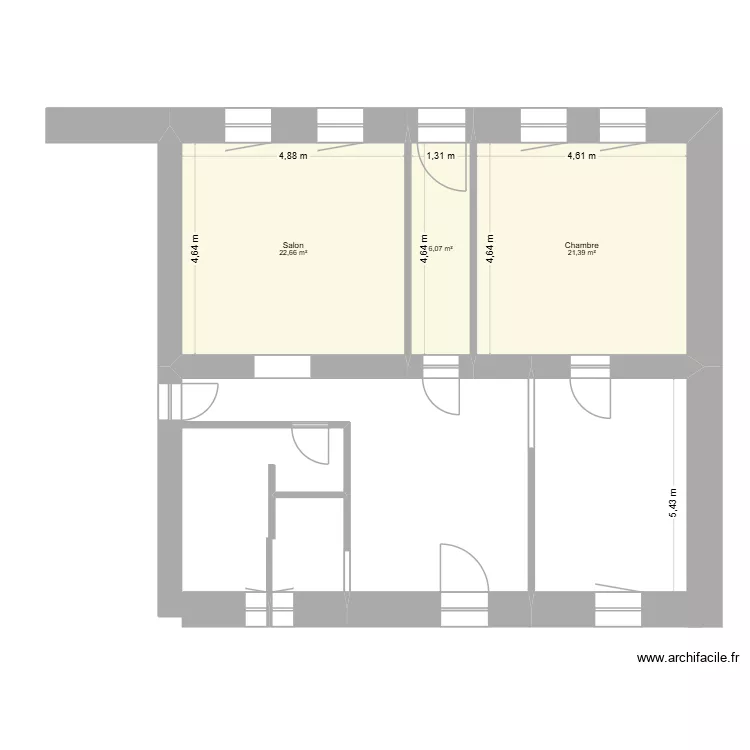 rdc. Plan de 3  et 50 m²
