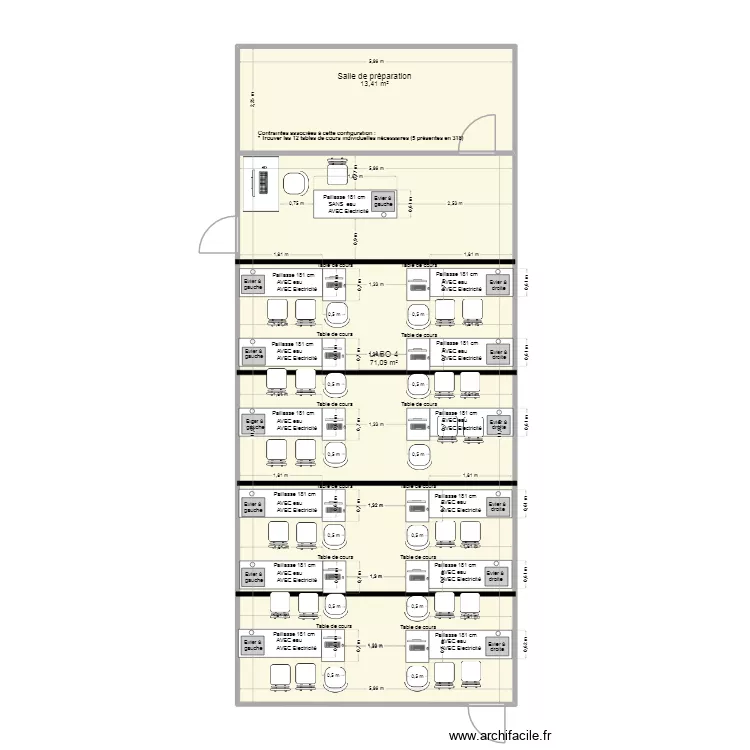 Labo 4 ordis centre. Plan de 2  et 84 m²