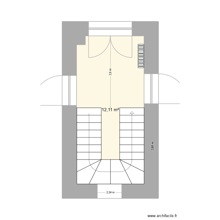 Entrée-v2. Plan de 1 pièce et 12 m2