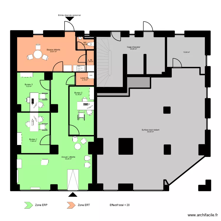 Annemasse gare - ERP. Plan de 38 pièces et 259 m² Annemasse gare - ERP. Plan de 38 pièces et 259 m²