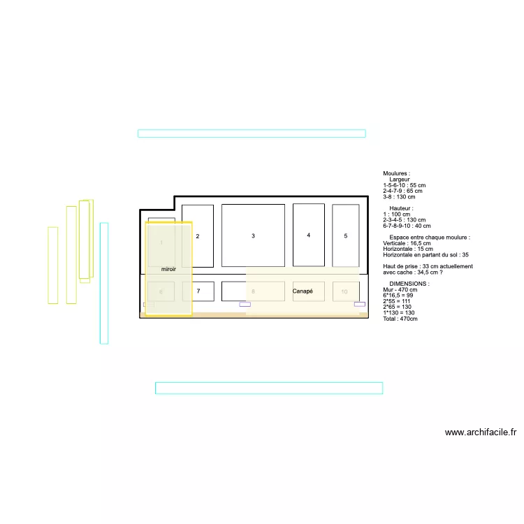 MOULURES N&deg;11 - Mod&egrave;le mur canap&eacute; - VF. Plan de 