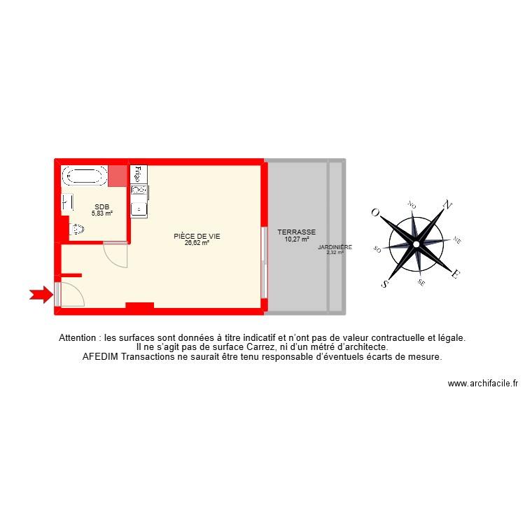 BI 25327-. Plan de 5 pièces et 60 m2