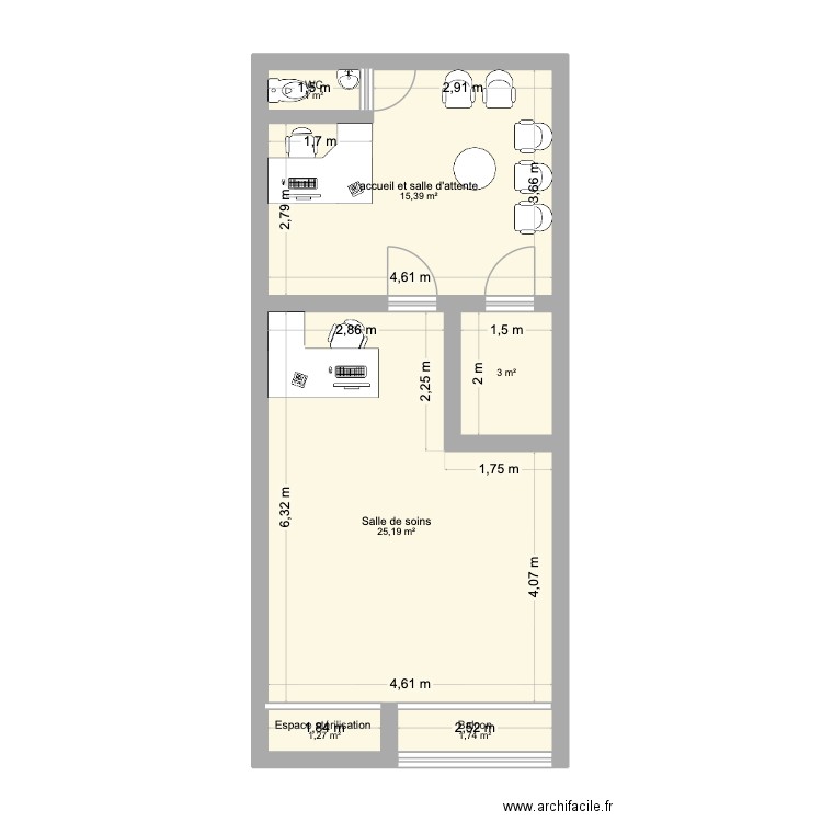 cabinet hilal. Plan de 6 pièces et 48 m2