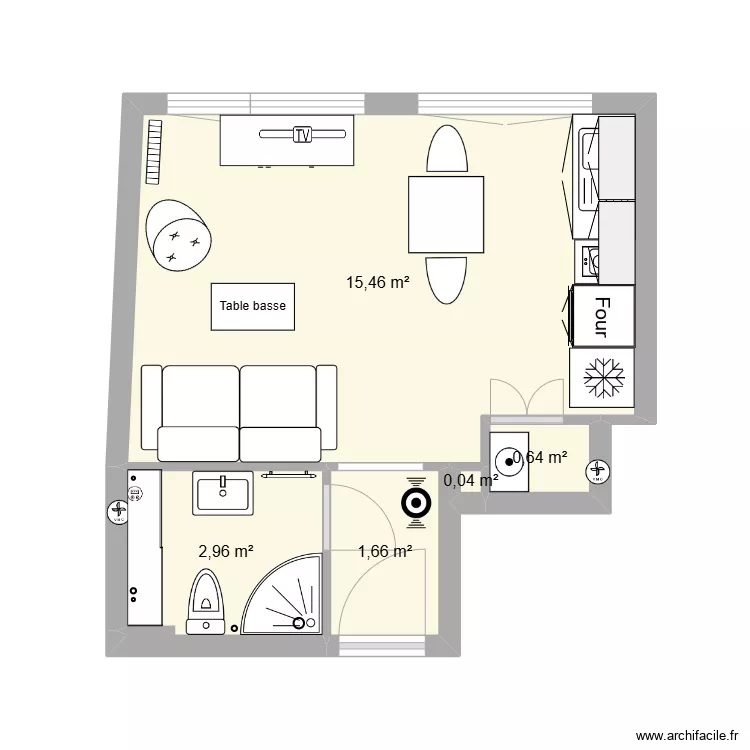 appt. studio montreuil. Plan de 