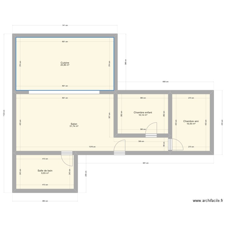 plan BUONOMANO. Plan de 5 pièces et 89 m2