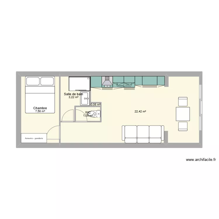 Murielle 2. Plan de 5 Pièces et 34 m² Murielle 2. Plan de 5 Pièces et 34 m²