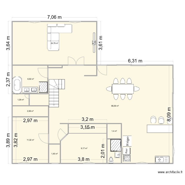 MA MAISON. Plan de 11 pièces et 130 m2