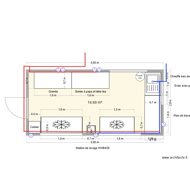 Glacier v1. Plan de 1 pièce et 15 m2