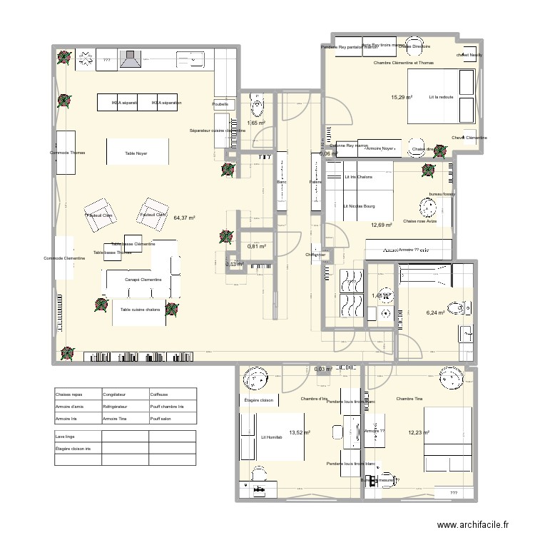 Marseille meubles. Plan de 12 pièces et 128 m2