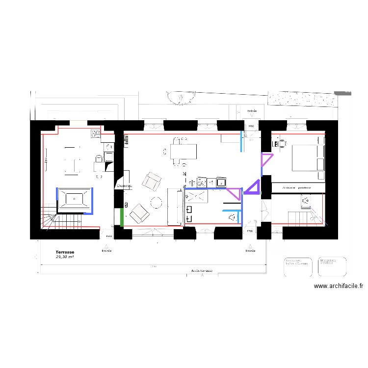 Montévrain aménagement RDC. Plan de 0 pièce et 0 m2