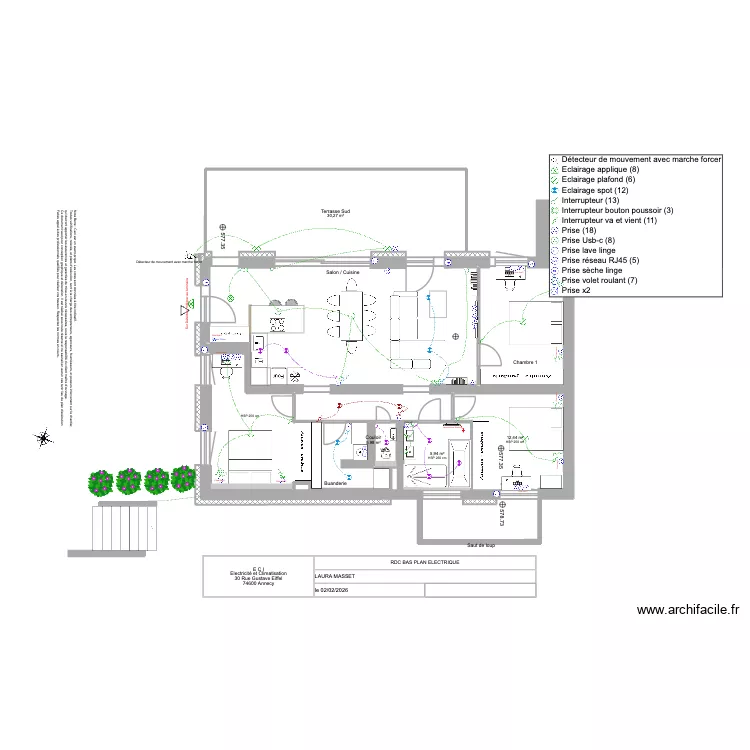 Viuz - RDC Bas V3. Plan de 15 pièces et 136 m²