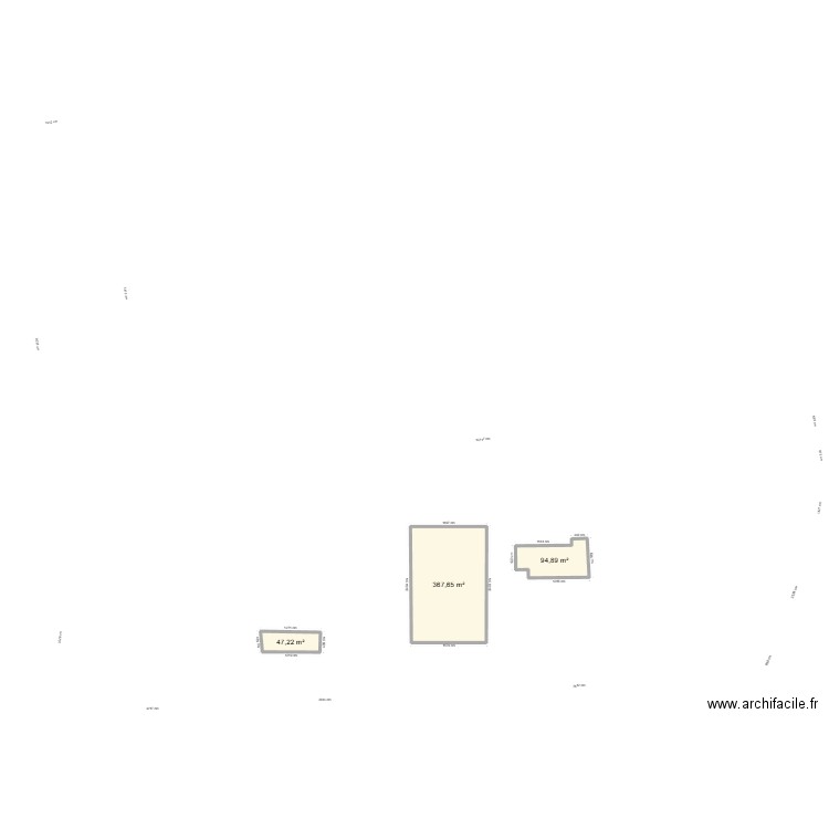 base. Plan de 3 pièces et 510 m2