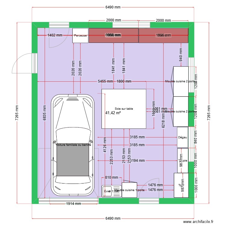 Plan VILLACAPRI N°2. Plan de 1 pièce et 41 m2