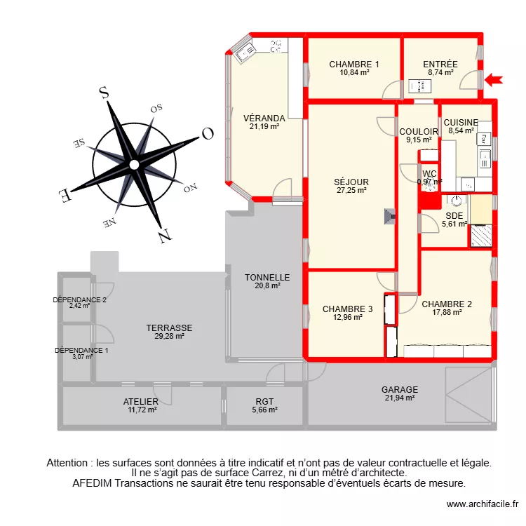 BI 34774. Plan de 22  et 237 m²