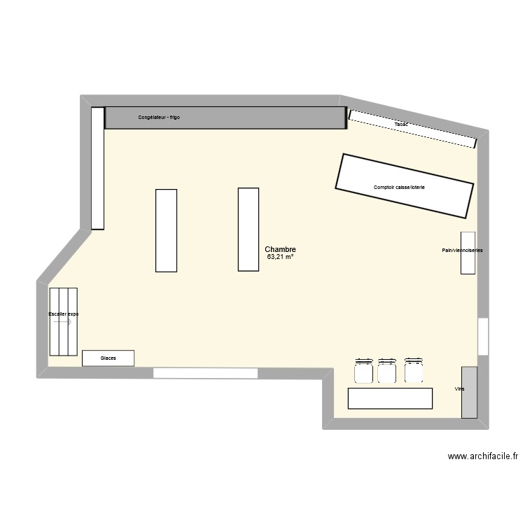 Tessin. Plan de 1 pièce et 63 m2