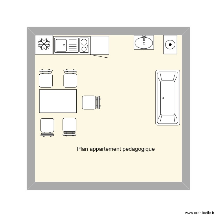 Plan appartement pedagogique . Plan de 1 pièce et 23 m2