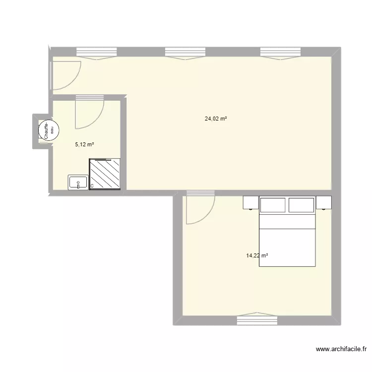 Beaumarchais. Plan de 3  et 43 m²