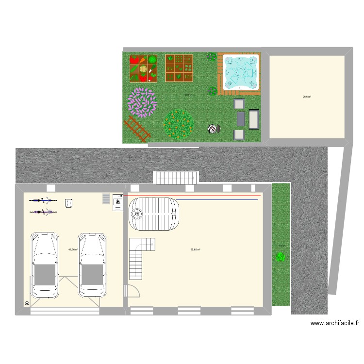 projet maison. Plan de 3 pièces et 141 m2