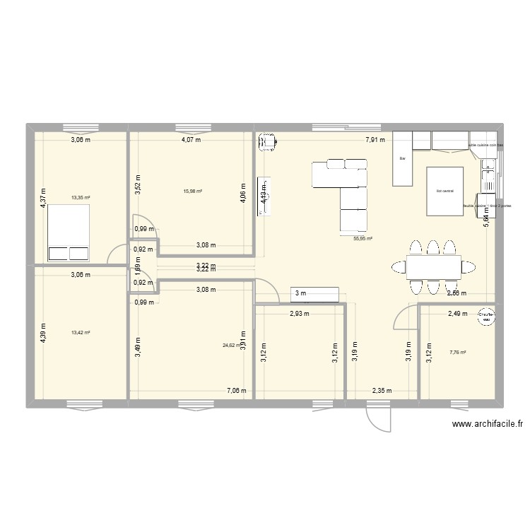 Maison. Plan de 6 pièces et 131 m2