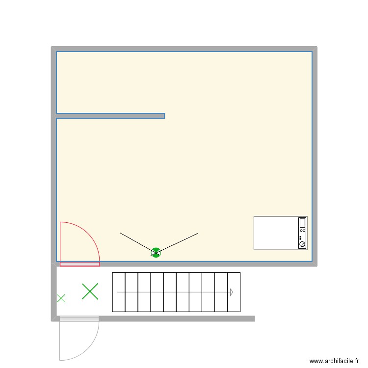 chaudière. Plan de 1 pièce et 22 m2