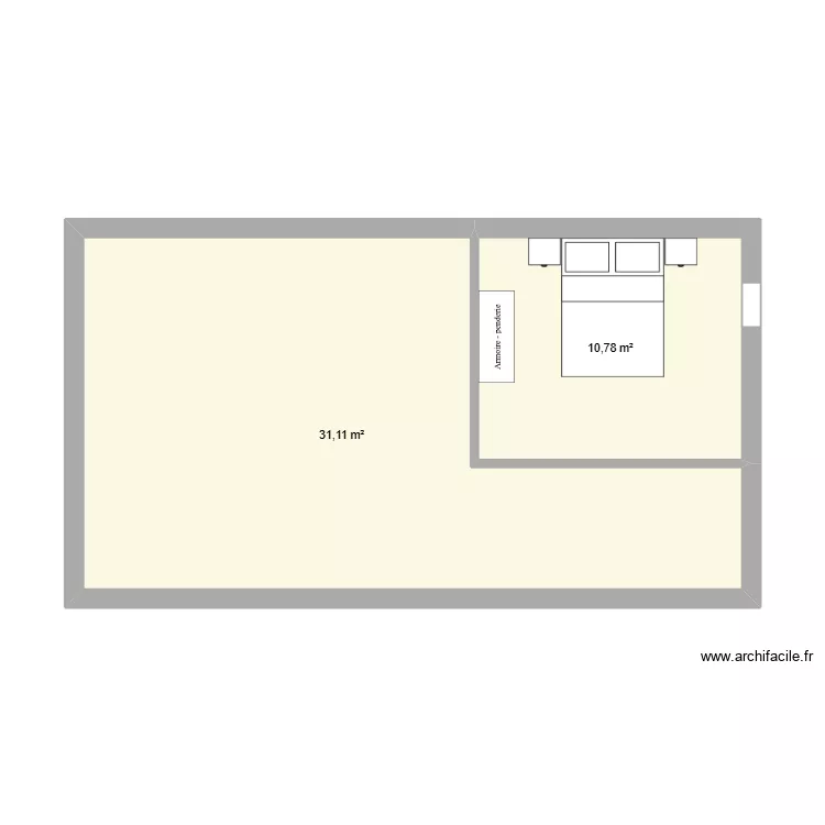 mtne a t. Plan de 2  et 42 m²