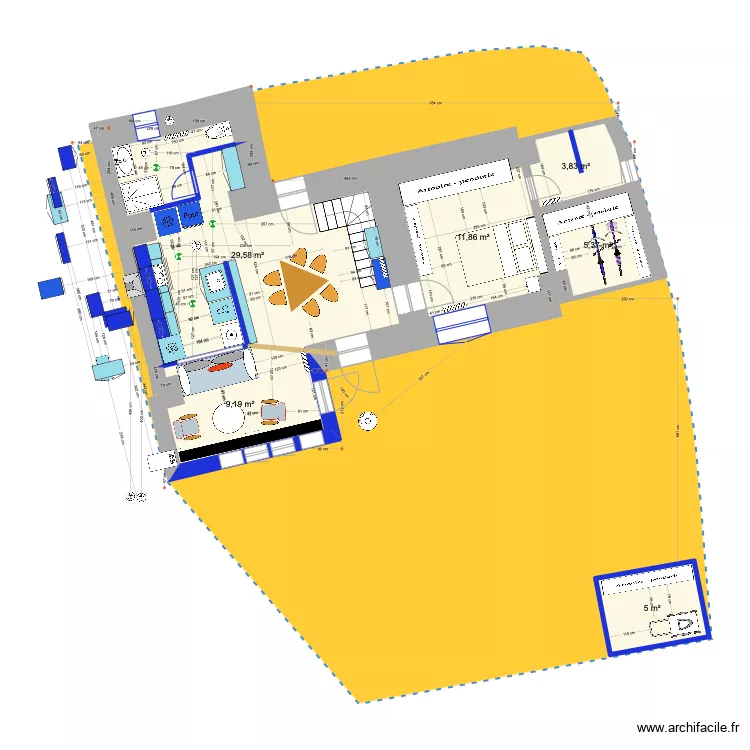 PRIEUX  RDC projet  salon sud X. Plan de 