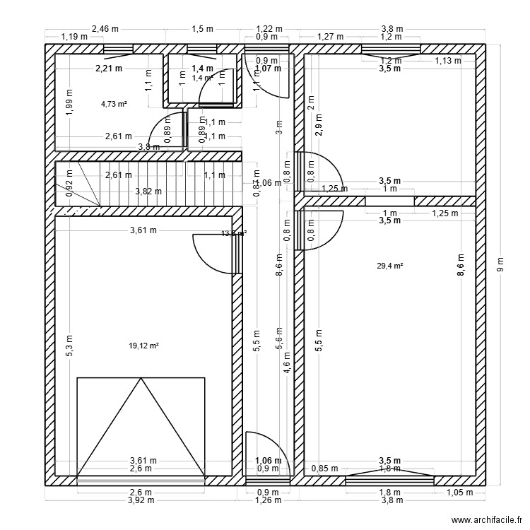 AM.Drici. Plan de 5 pièces et 68 m2