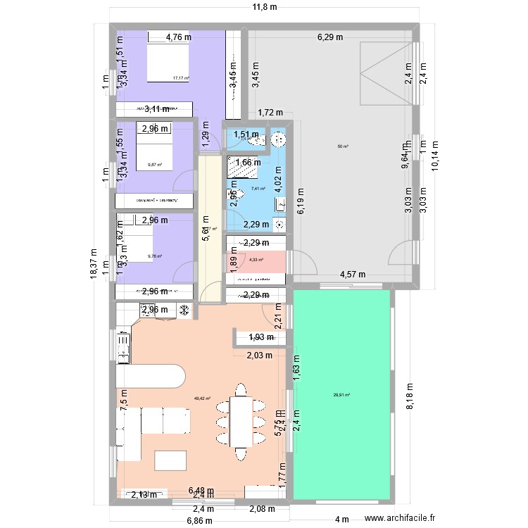Maison 1. Plan de 10 pièces et 185 m2