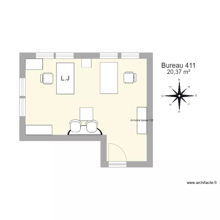 Bureau R 411. Plan de 