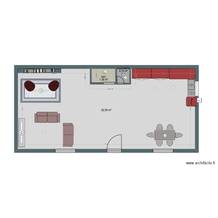 plan cyril. Plan de 3 pièces et 55 m2