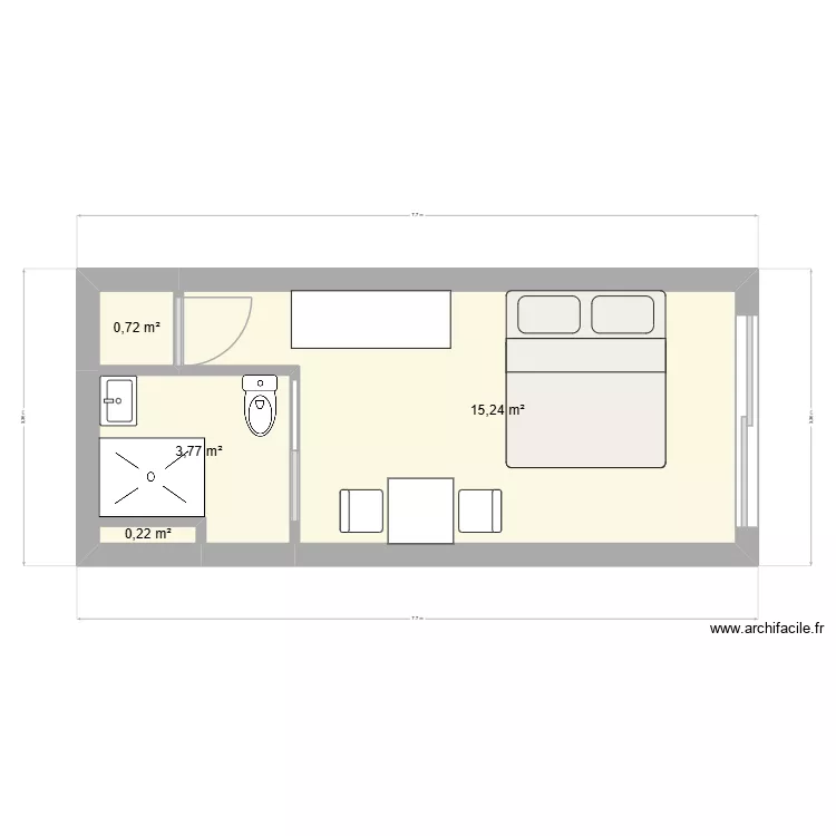 Projet studio du bas. Plan de 4  et 20 m²