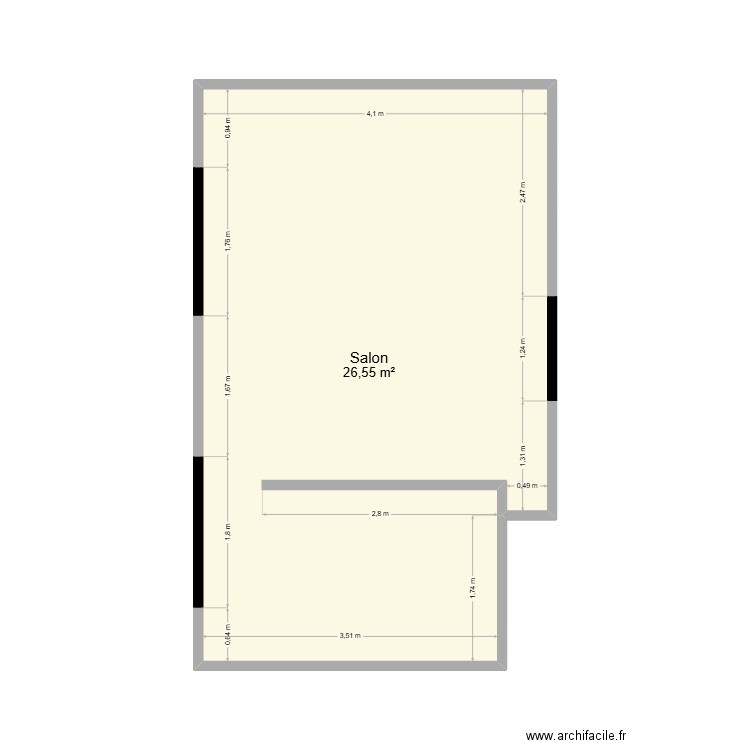 Maison Extension. Plan de 1 pièce et 27 m2