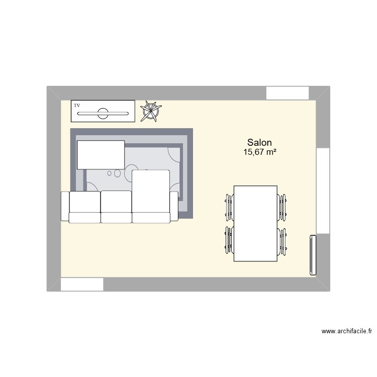 séjour appart 1.0. Plan de 1 pièce et 16 m2