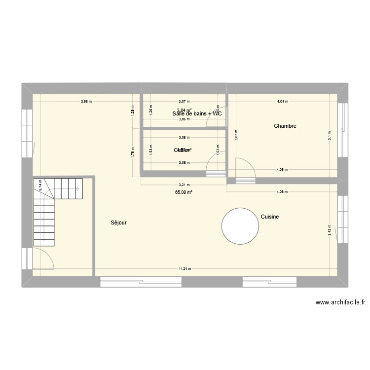 7,5x12 - 08-04-25 bis. Plan de 3 pièces et 74 m2
