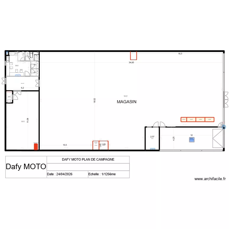 DAFY MOTO PLAN DE CAMPAGNE. Plan de 35  et 1519 m²